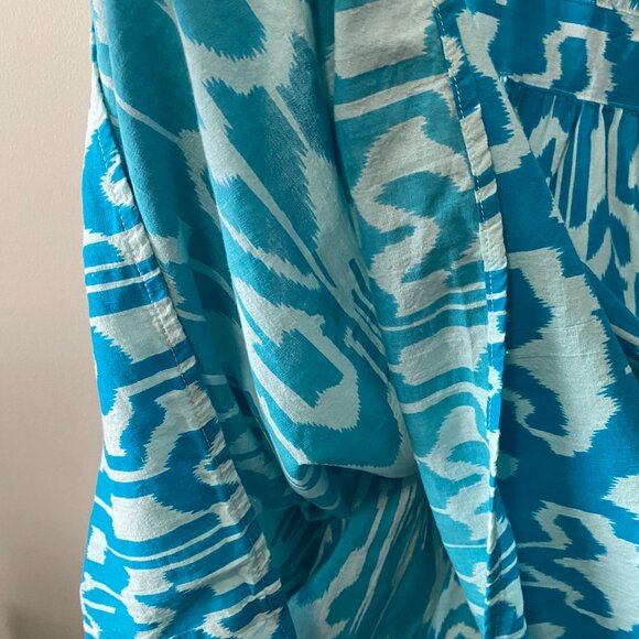 Handmade Plus Size Cotton Blue Pattern Elastic Straps Dress - Picture 16 of 16